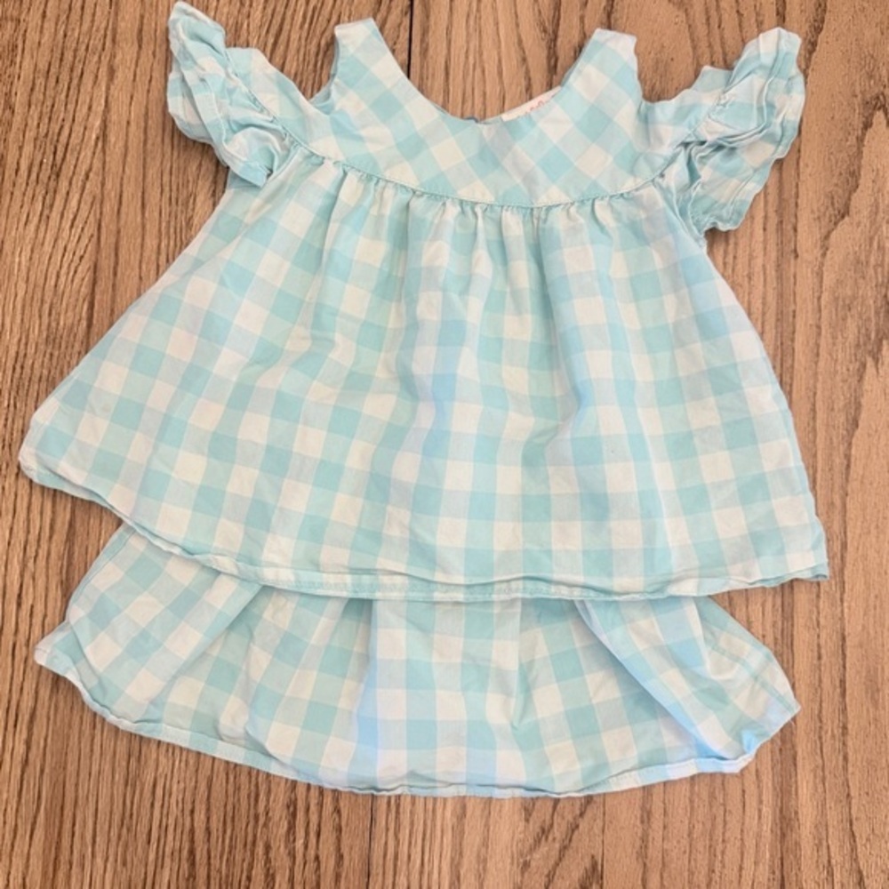 Cat & Jack Teal & White Infant Set. 18 mo Ruffle /Cold Shoulder/Skirt EUC DK